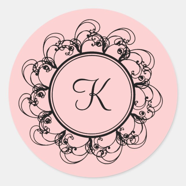 Monogramm-Aufkleber (pink) Runder Aufkleber (Vorderseite)