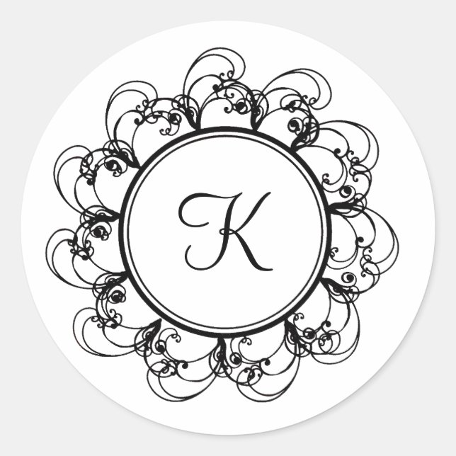 Monogramm-Aufkleber (weiß) Runder Aufkleber (Vorderseite)