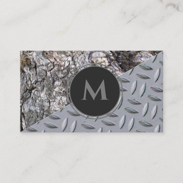 Monogramm aus Bio Holzkörnblech Visitenkarte (Vorderseite)