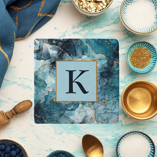 Monogramm aus blauem und goldglattem Marmor Fliese (Von Creator hochgeladen)
