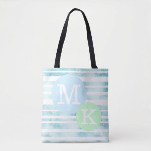 Monogramm aus blauem, ungestreiftem Smokey-Marmor Tasche