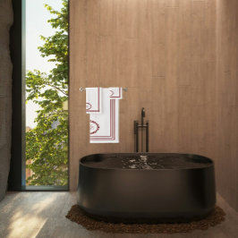 Monogramm aus Burgund in Blumenovalen mit Rechteck Badhandtuch Set