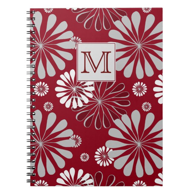 Monogramm aus Burgund und Grauflor Notizblock (Vorderseite)