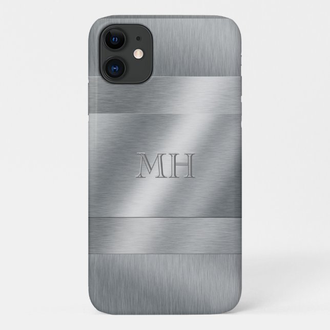 Monogramm aus cool gebürstetem Metall Case-Mate iPhone Hülle (Rückseite)