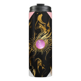 Monogramm aus Edelstein aus Gold und Rosa Thermosbecher