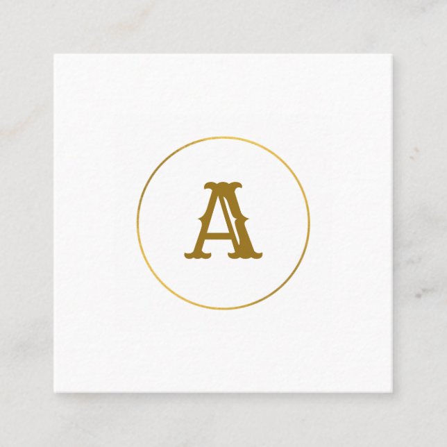 Monogramm aus einfachem Gold, personalisiert Quadratische Visitenkarte (Vorderseite)