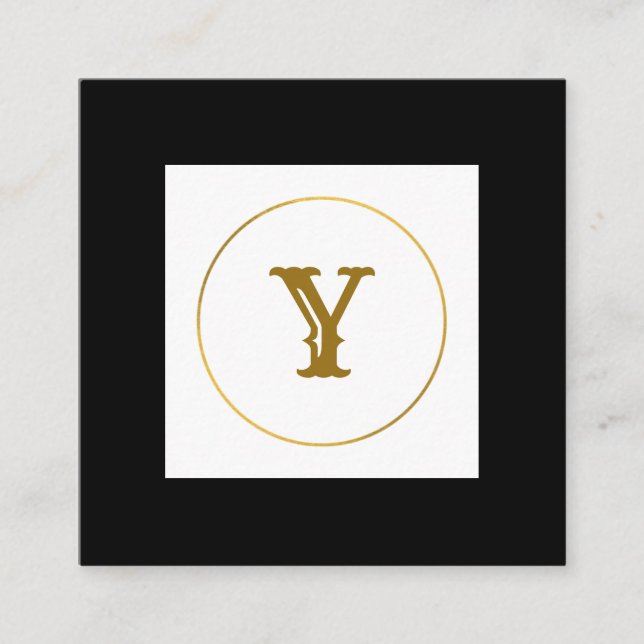 Monogramm aus einfachem Gold, personalisiert Quadratische Visitenkarte (Vorderseite)