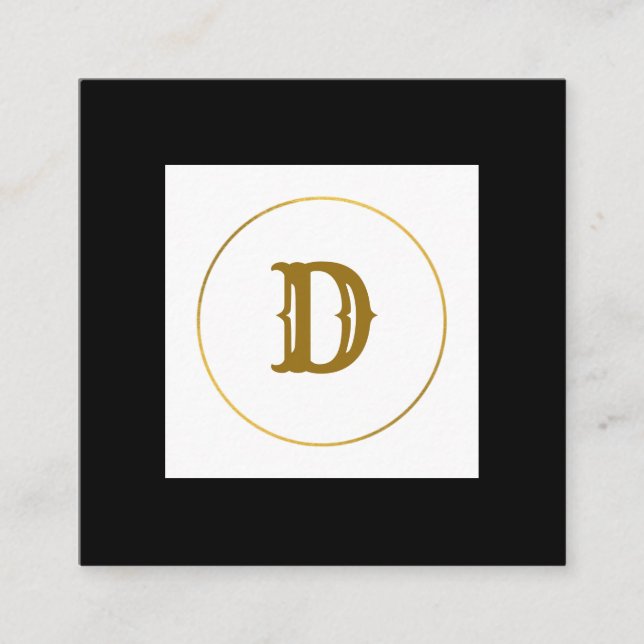 Monogramm aus einfachem Gold, personalisiert Quadratische Visitenkarte (Vorderseite)