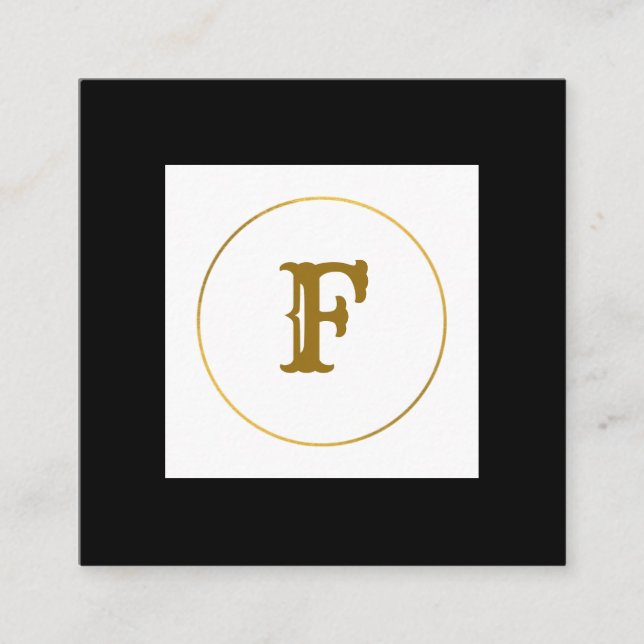 Monogramm aus einfachem Gold, personalisiert Quadratische Visitenkarte (Vorderseite)