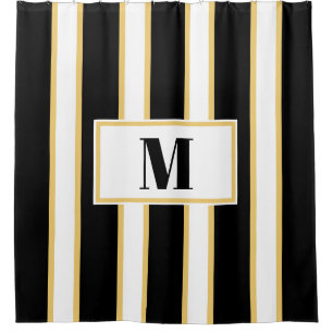 Monogramm aus elegantem Schwarzweiß-Streifen Duschvorhang