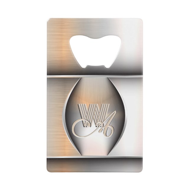 Monogramm aus gebürstetem Stahl Geldbeutel Flaschenöffner (Vorderseite)