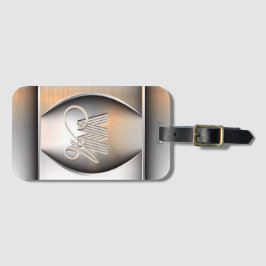 Monogramm aus gebürstetem Stahl Gepäckanhänger