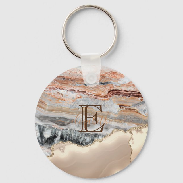 Monogramm aus Glitzer-Marmorstein Schlüsselanhänger (Vorderseite)