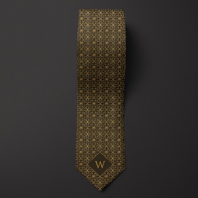 Monogramm aus Gold und Schwarz Krawatte (Von Creator hochgeladen)