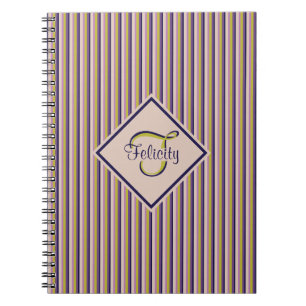 Monogramm aus Gold, Violett, Lila und rosa Streife Notizblock