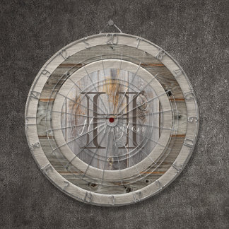 Monogramm aus grauem Holz Dartscheibe