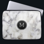 Monogramm aus grauem Marmorstein Laptopschutzhülle<br><div class="desc">Elegantes,  modernes Weiß- und Graubild mit Marmorsteinstruktur. Schwarzer Kreis und Monogramm.</div>