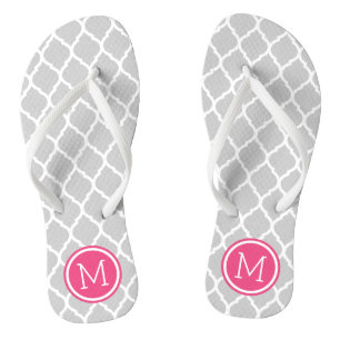 Monogramm aus grauem und rosa marokkanischem Quarz Flip Flops