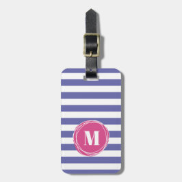 Monogramm aus gürtelrosa und Lila Streifen Gepäckanhänger