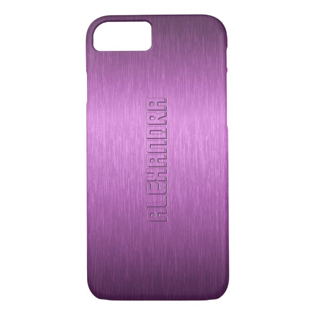 Monogramm aus lila metallisch gebürstetem Aluminiu Case-Mate iPhone Hülle (Rückseite)