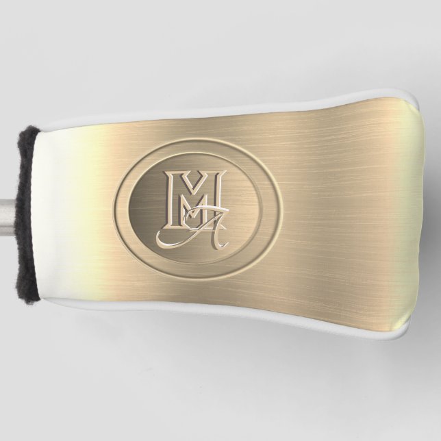 Monogramm aus metallischem Gold Golf Headcover (Vorderseite)