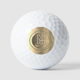 Monogramm aus metallischem Gold Golfball
