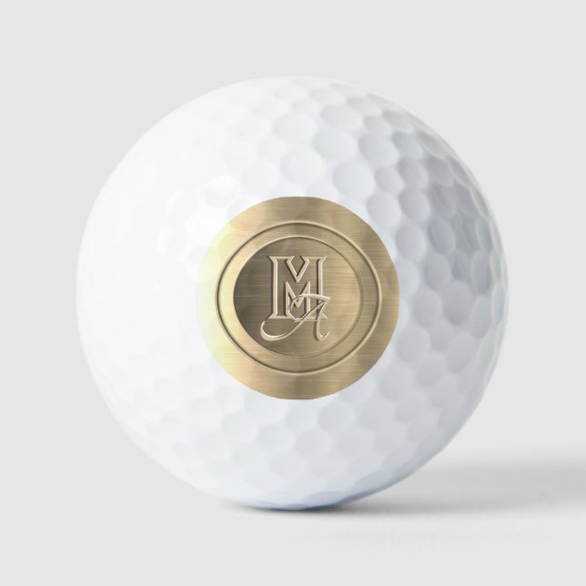 Monogramm aus metallischem Gold Golfball (Vorderseite)