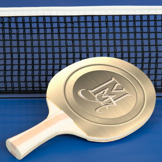 Monogramm aus metallischem Gold Tischtennis Schläger (InSitu)
