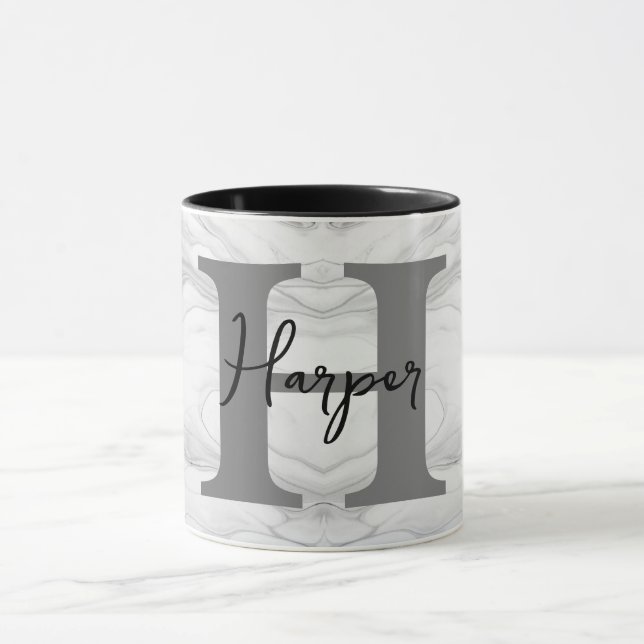 Monogramm aus modernem und klassischem Marmor Buch Tasse (Zentrum)