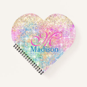 Monogramm aus niedlichem Glitzer Notizbuch