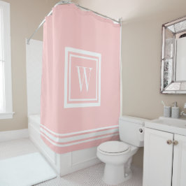 Monogramm aus Pink und weißem klassischem Quadrat Duschvorhang