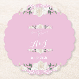 Monogramm aus rosa und weißem Blumen Papier Unters Untersetzer