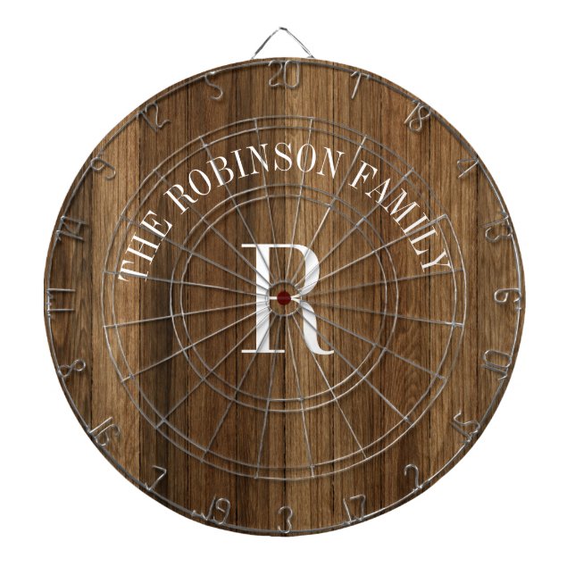 Monogramm aus rustikalem Holz Dartscheibe (vorne)