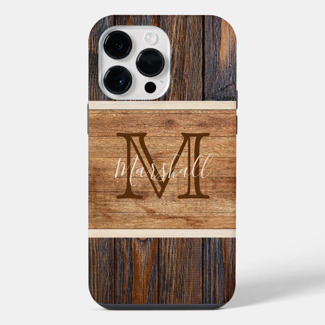 Monogramm aus rustikalem Holz iPhone 14 Pro Max Hülle (Rückseite)