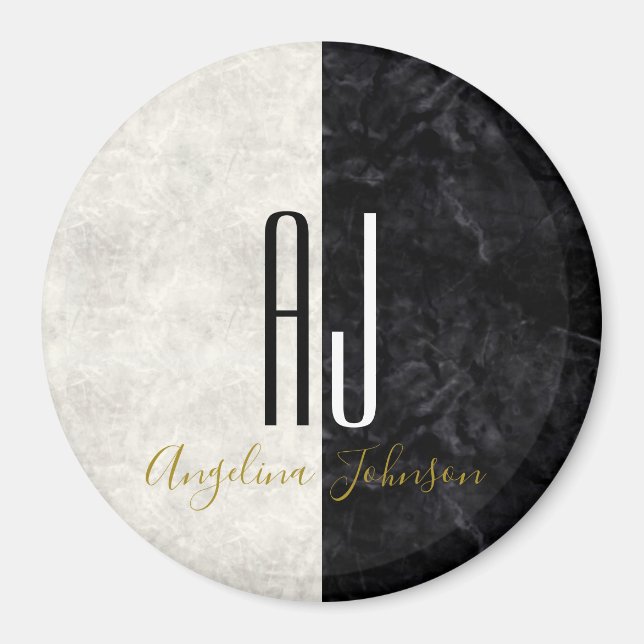 Monogramm aus schwarz-weißem Riesen Magnet (Vorne)