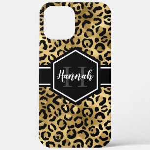 Monogramm aus schwarzem Leopard Case-Mate iPhone Hülle