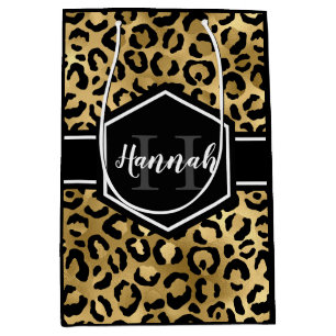Monogramm aus schwarzem Leopard Mittlere Geschenktüte