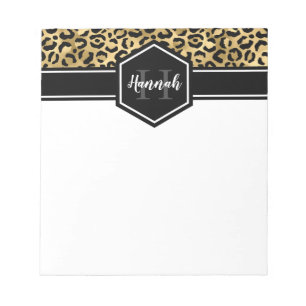 Monogramm aus schwarzem Leopard Notizblock