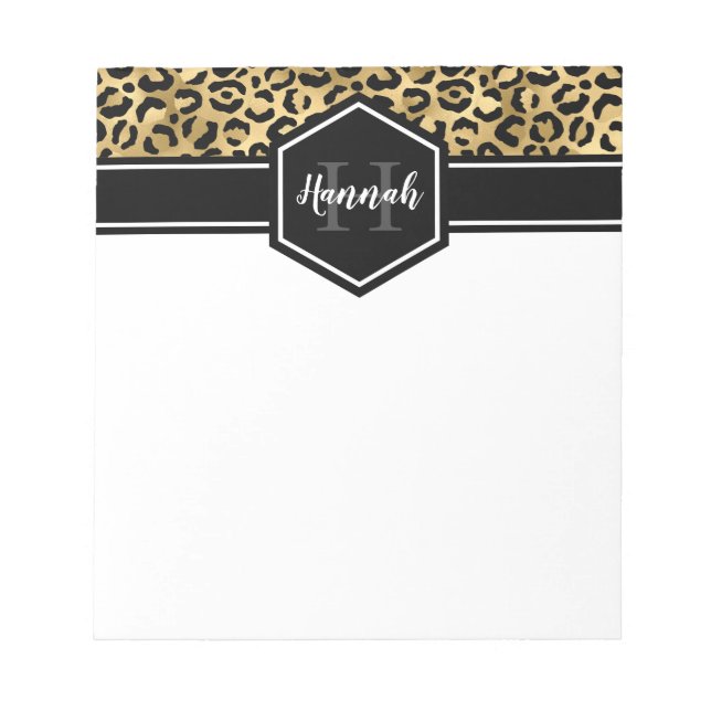 Monogramm aus schwarzem Leopard Notizblock (Vorderseite)