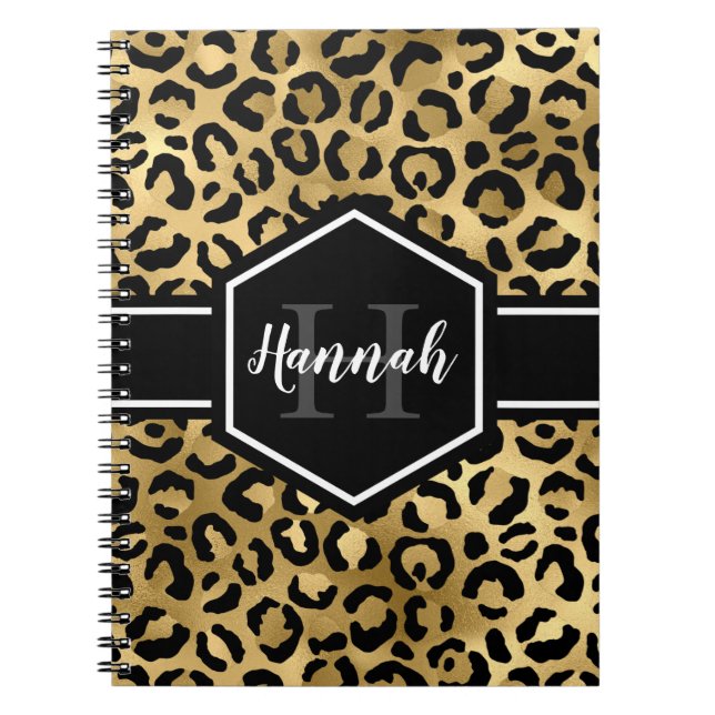 Monogramm aus schwarzem Leopard Notizblock (Vorderseite)