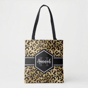 Monogramm aus schwarzem Leopard Tasche