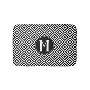 Monogramm aus schwarzem und weißem geometrischem D Badematte