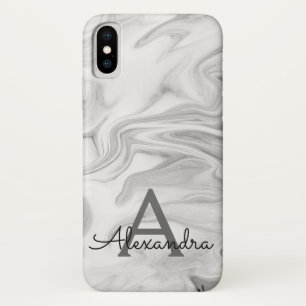 Monogramm aus schwarzem und weißem Marmor iPhone X Hülle