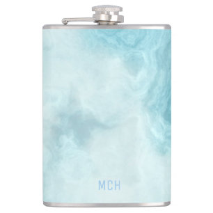 Monogramm aus Smokey Blue-Marmor Flachmann