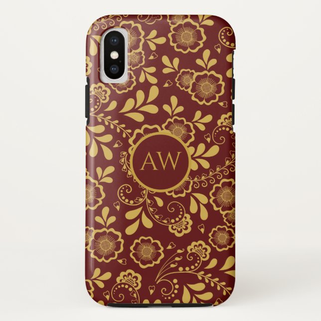 Monogramm aus Viktorianischem Blumenzauber aus Gol Case-Mate iPhone Hülle (Rückseite)