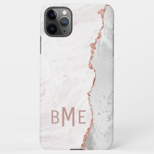 Monogramm aus weißem Rost und Rose-Gold-Agate-Marm iPhone 11Pro Max Hülle