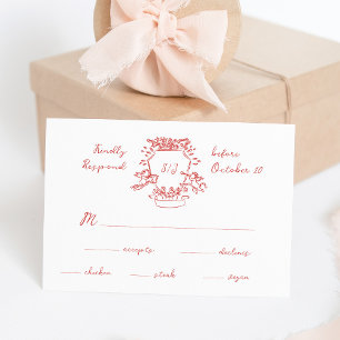 Monogramm aus weißem Wappen Hochzeit RSVP Karte