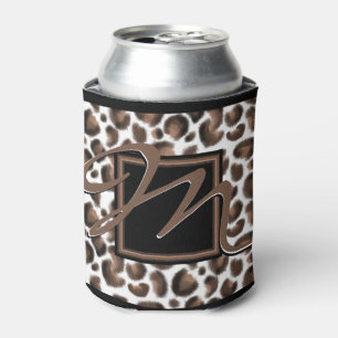 Monogramm außerhalb der Box schwarz-brauner Leopar Dosenkühler