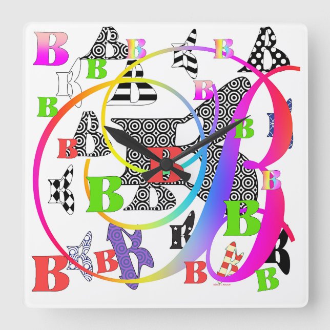 MONOGRAMM B+B QUADRATISCHE WANDUHR (Vorderseite)