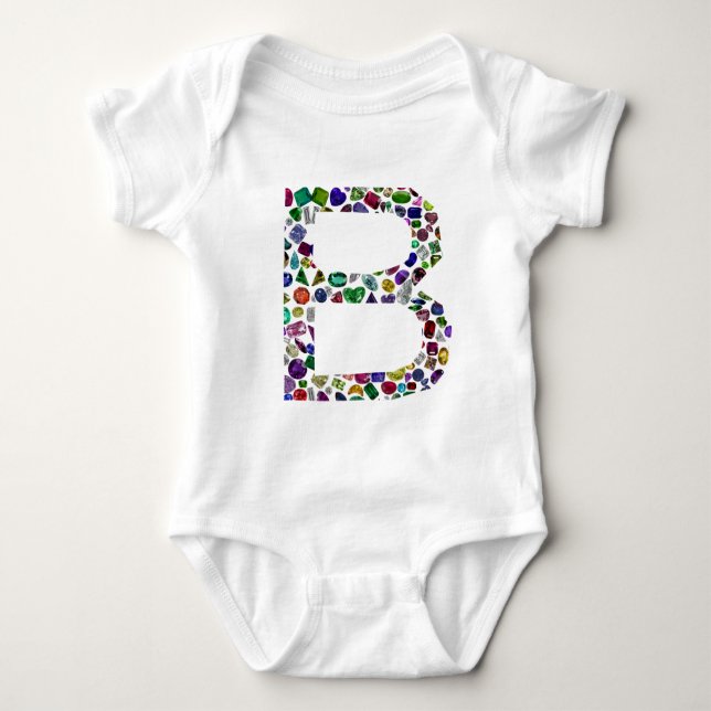 Monogramm B Baby Strampler (Vorderseite)